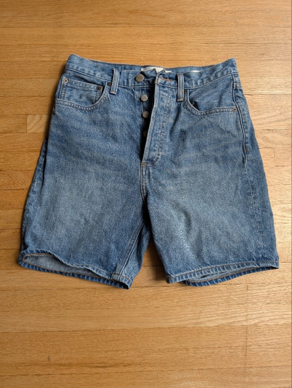 Denim Forum The Joni Loose Long Short 100% Organic Cotton Light Wash Size 24
